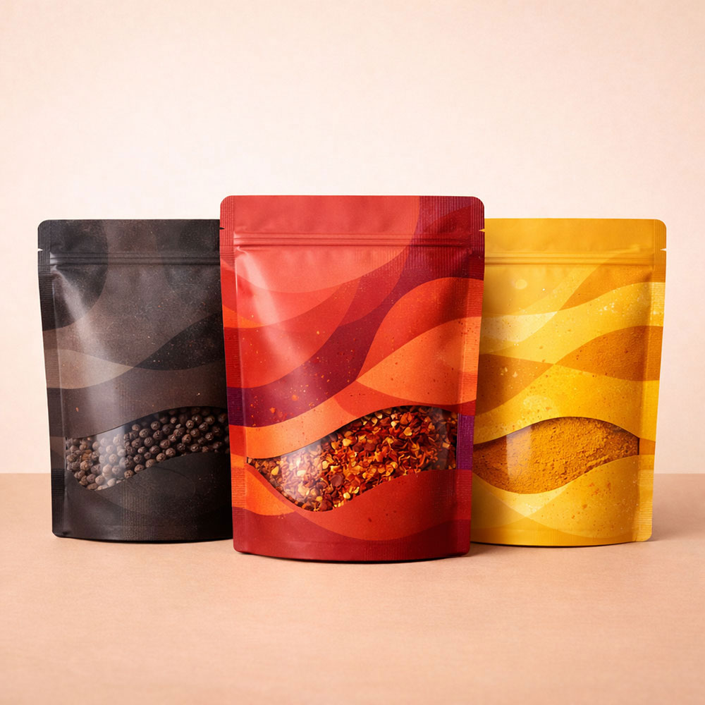 Flat Bottom Pouch for Spices Packaging Supplier, Mumbai